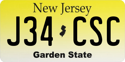 NJ license plate J34CSC