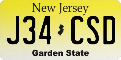 NJ license plate J34CSD