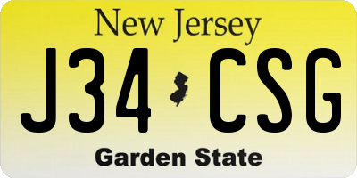 NJ license plate J34CSG