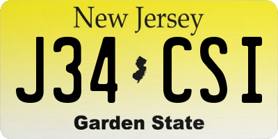 NJ license plate J34CSI