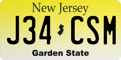NJ license plate J34CSM