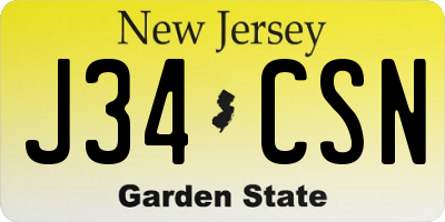 NJ license plate J34CSN