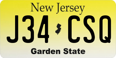 NJ license plate J34CSQ