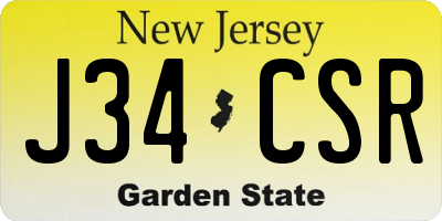 NJ license plate J34CSR