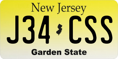 NJ license plate J34CSS
