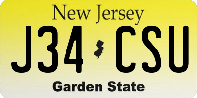 NJ license plate J34CSU