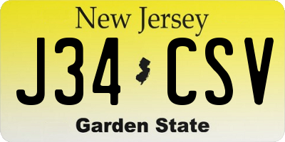 NJ license plate J34CSV