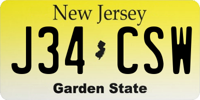 NJ license plate J34CSW