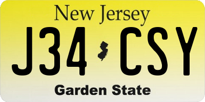 NJ license plate J34CSY