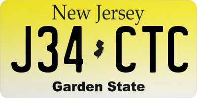 NJ license plate J34CTC