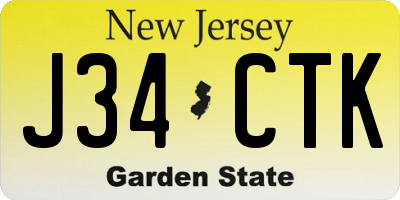 NJ license plate J34CTK