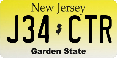 NJ license plate J34CTR