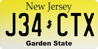 NJ license plate J34CTX