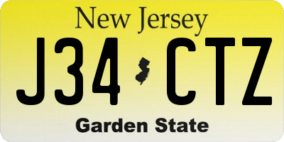 NJ license plate J34CTZ