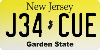 NJ license plate J34CUE