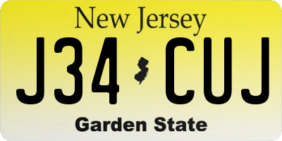 NJ license plate J34CUJ