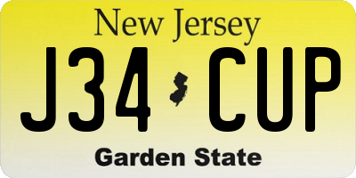 NJ license plate J34CUP
