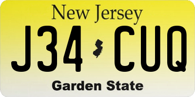 NJ license plate J34CUQ
