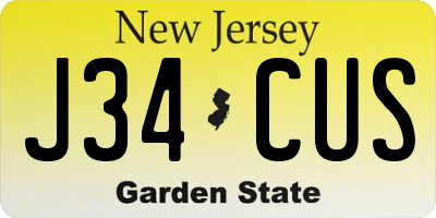 NJ license plate J34CUS