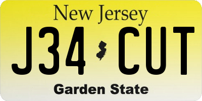 NJ license plate J34CUT