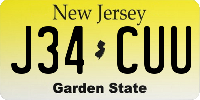 NJ license plate J34CUU