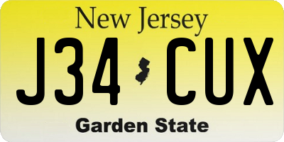 NJ license plate J34CUX