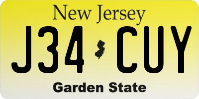 NJ license plate J34CUY