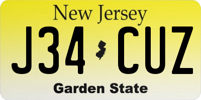 NJ license plate J34CUZ