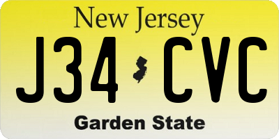 NJ license plate J34CVC
