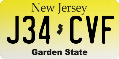 NJ license plate J34CVF