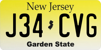 NJ license plate J34CVG