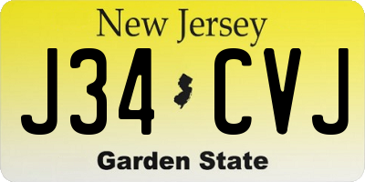 NJ license plate J34CVJ
