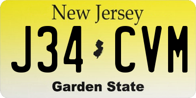 NJ license plate J34CVM