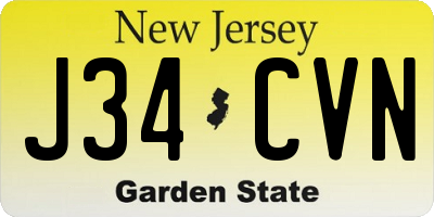 NJ license plate J34CVN