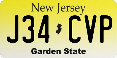 NJ license plate J34CVP