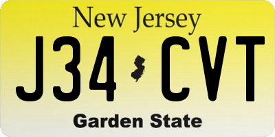 NJ license plate J34CVT