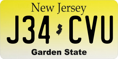 NJ license plate J34CVU