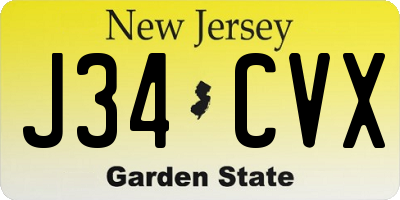 NJ license plate J34CVX
