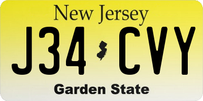 NJ license plate J34CVY