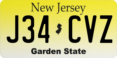 NJ license plate J34CVZ