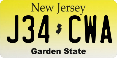 NJ license plate J34CWA