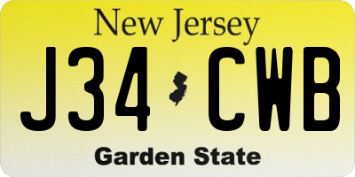 NJ license plate J34CWB