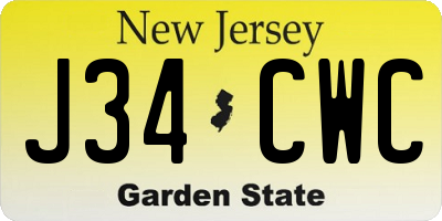 NJ license plate J34CWC
