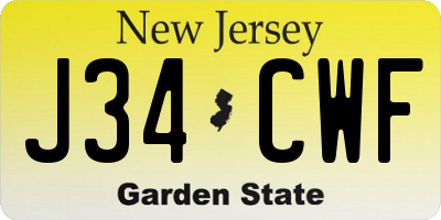 NJ license plate J34CWF