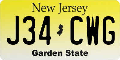 NJ license plate J34CWG