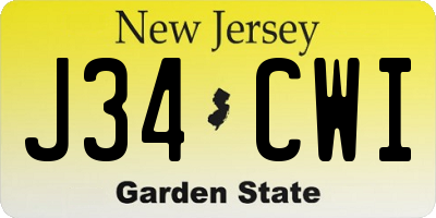 NJ license plate J34CWI