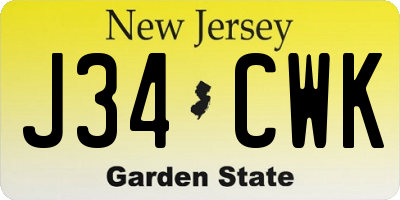 NJ license plate J34CWK