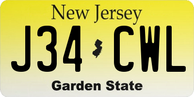 NJ license plate J34CWL