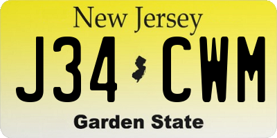 NJ license plate J34CWM