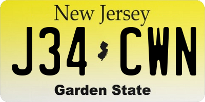 NJ license plate J34CWN